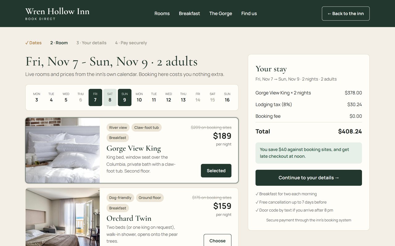 Wren Hollow Inn: Book direct