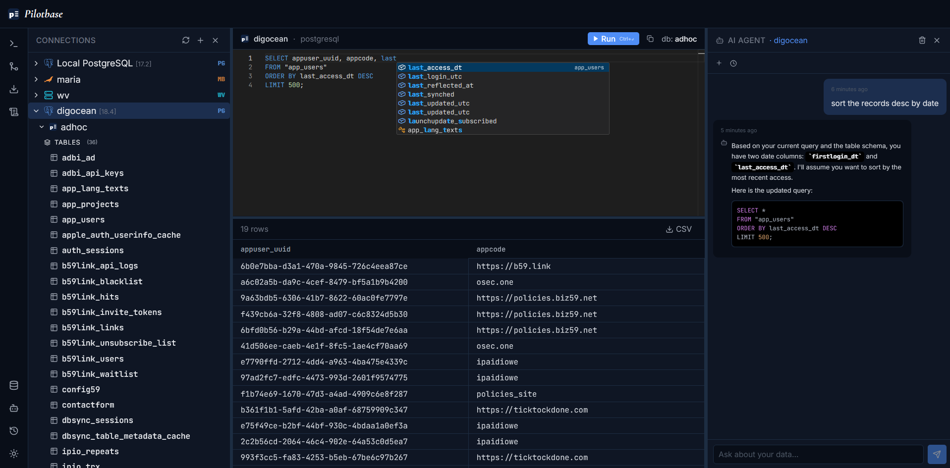 Pilotbase main window